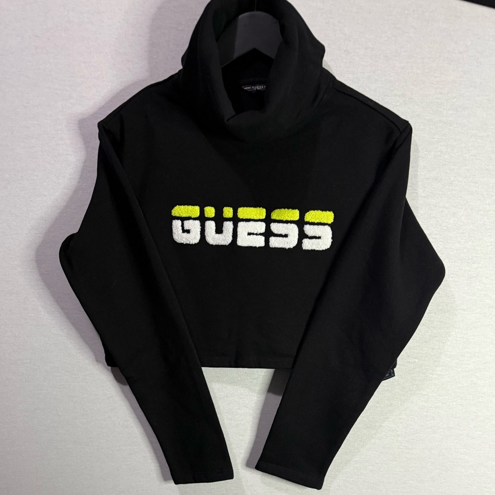 (NEW) GUESS Black Cropped Turtleneck Sweater